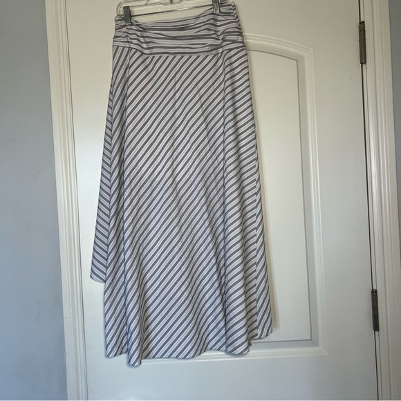 A.L.C. Diller Draped Cotton Midi Skirt asymmetrical black and white stripe - Picture 4 of 11